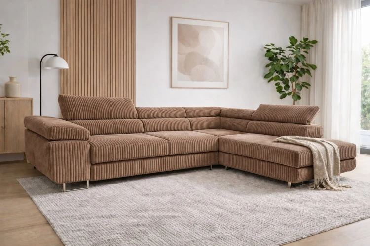 Narożnik z funkcją spania ANTON Sztruks, mebel tapicerowany od polskiego producenta, zdjęcie 4