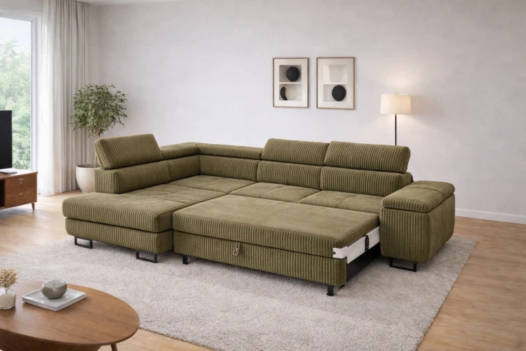 Narożnik z funkcją spania ANTON Sztruks, mebel tapicerowany od polskiego producenta, zdjęcie 9
