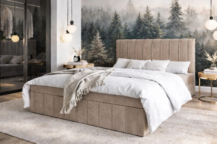 Łóżko kontynentalne 200x200 VENUS BOX, z materacem w komplecie, od polskiego producenta, zdjęcie 9